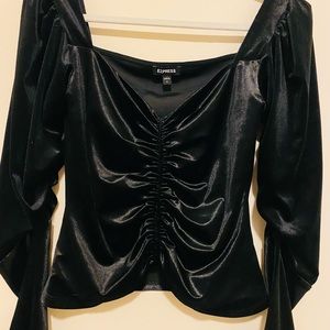 Express Black Velvet Longsleeve Too